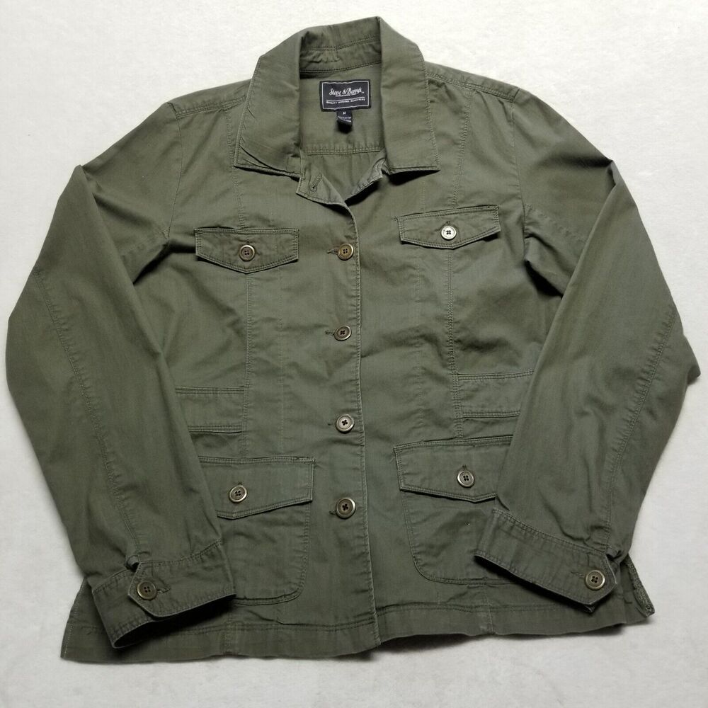 Steve & Barry's Womens Medium Jacket Army Green Lightweight Utility Safari